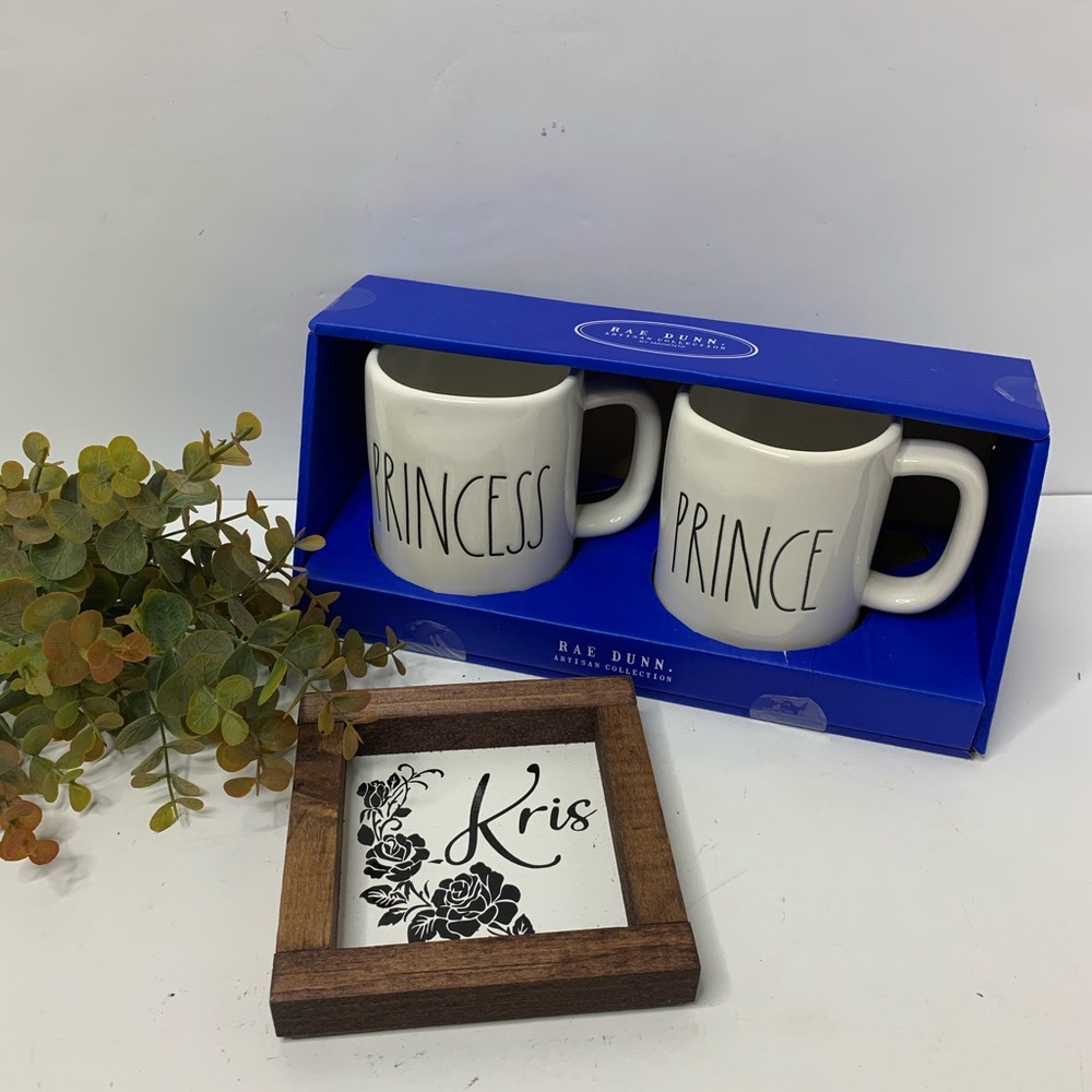 Rae Dunn Prince Princess Mugs